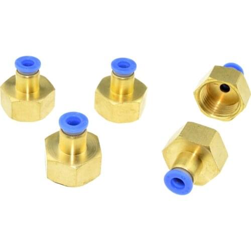 5pcs Pneumatic Tube OD 10mm x 1/2" BSPT Threaded Female Jointer Connector Fitting