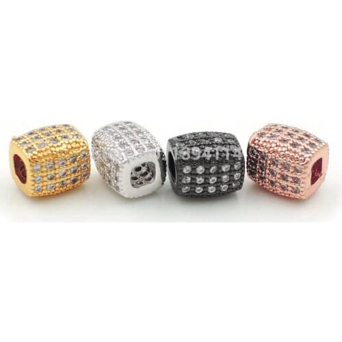 7*6*6mm Micro Pave Clear CZ Chubby Rectangle Beads Fit For Making DIY Bracelets Or Necklaces Jewelry