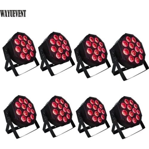 8pcs 12*12w led lamp beads 12x12W led Par lights RGBWA+UV 6in1 flat par led dmx512 disco lights professional stage dj equipment