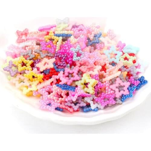Acrylic Star Cabochon Beads Flatback Scrapbooking Craft Half Round Pearl Beads for DIY Decoration 100pcs 12mm YKL0426X