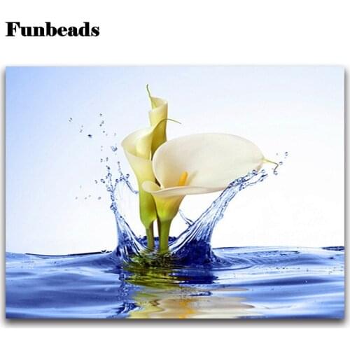 New diamond painting Lily flower water 5d diy handmade mosaic kit square round drill embroidery beads decor rhinestone FF631