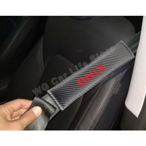 Car Safety Belt Pad For Chevrolet Onix Accessories Carbon Fiber Texture Seatbelt Shoulder Protector Seat Belt Cover Car-Styling