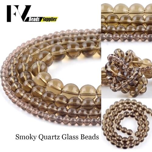Smooth Smokys Quartz Glass Round Loose Beads for Jewelry Making 4 6 8 10 12mm Ball Beads Diy Women Bracelet Necklace Accessories