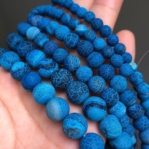 Matte Dark Blue Cracked Dream Fire Dragon Veins Agates Onyx Loose Spacer Beads For Jewelry Making DIY Bracelet Necklace 6/8/10mm