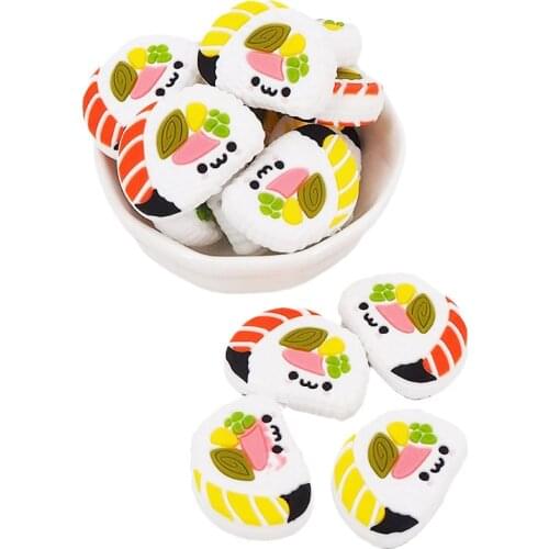 Chengkai 50pcs Silicone Sushi Shape Beads DIY Baby Infant Pacifier Dummy Teething Making Necklace Sensory Toy Food Grade Beads