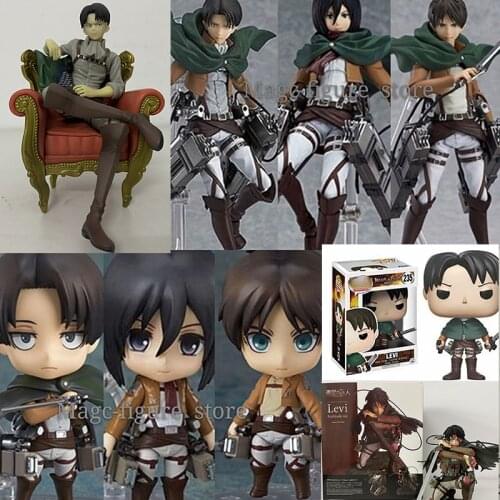 Attack on Titan Levi Figure Eren Mikasa Ackerman Action Figure Jaeger Eren Ackerman Figma 203 207 213 PVC Action Figure Toy Doll