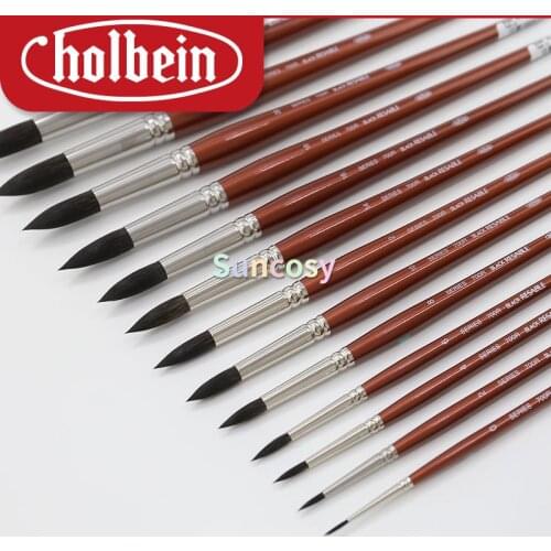 Holbein 700R series paint brush, Squirrel hair synthetic fiber hair round head watercolor brush art supplies for painting