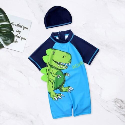 Summer Children Swimsuits Boys Two-Piece Swimsuit Cartoon Dinosaur Kids Beach Swimming Childrens Bathing Suit