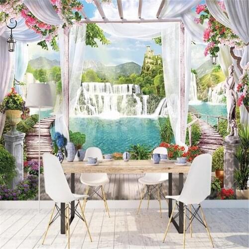Milofi Custom 3D Photo Wallpaper Mural European Simple Waterfall Wonderland Balcony Background Wall Decorative Painting