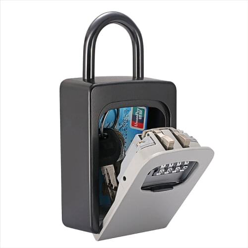 Mini Key Storage Lock Box Safe Box Keys Storage Box Padlock Use Password Lock Alloy Material Keys Hook Security Organizer Boxes