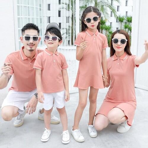 Matching Family Outfits Summer Mum Daughter dress Dad Son Cotton T-shirt +Pants Holiday Seaside Beach Couples Matching Clothing