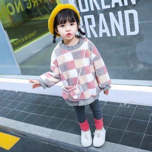2019 Autumn Winter Girls Pullover Sweater Kids Plaid Knitting Sweater Children Soft Clothes Girl Tops Outfit Clothing