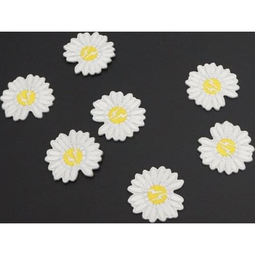 Sunflower Lightning Daisy Embroidery Iron-on Backing Patches for Clothes Dress Jacket Jeans DIY Decoration Appliques