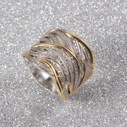 Popular Micro Mosaic Cubic Zirconia Fashion Women Irregular Ring Ring Winding Multi-layer Trend Two-color Ring To Send Wife