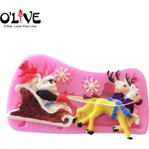 Christmas Silicone Mold Cake Decorating Tools Fondant Mold Chocolate Forms Elk Sled Santa Claus Snowflakes Candy Shape Baking