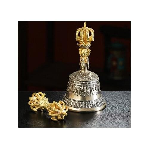 Handmade gilding imported from Nepal Carved diamond bell pestle Pure copper bell instrument of mending the law