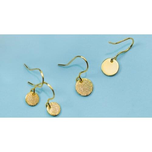 MloveAcc Punk Personalised Gold 8mm 6mm 925 Sterling Silver Metal Disc Dangle Drop Earrings Fashion Jewelry for Women Party