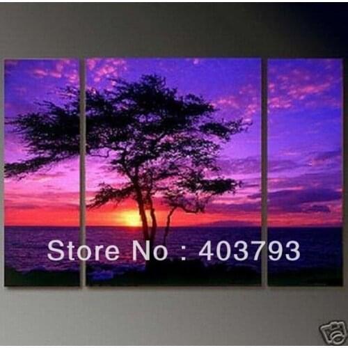 Modern abstract fashion oil painting on canvas for home decoration tree sea sunset sencery free shipping