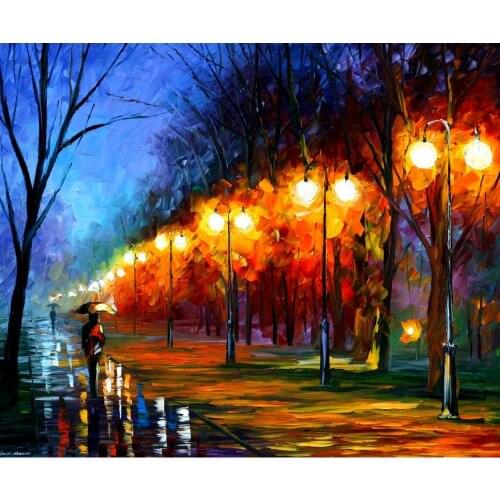 Modern art paintings for sale fall, rain, alley knife oil painting Landscape for living room Hand painted