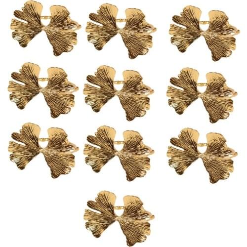 10Pcs/Lot Vintage Ginkgo Leaf Napkin Buckle Leaf Napkin Ring Forest Series Wedding Napkin Ring