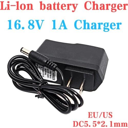 16.8V 1A lithium battery charger DC 5.5*2.1mm 14.8V 18650 lithium ion polymer battery screwdriver wall charger AC100-240V US/EU