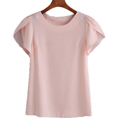 2018 Women Clothing Chiffon Blouse Lace Crochet Female Korean Shirts Ladies Blusas Tops Shirt Pink Blouses Tops Plus Size 2XL