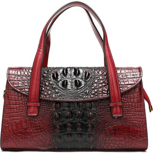 MAHEU woman handbags genuine leather bag luxury brand designer alligator hand purse cow leather tote bags fashion ladies purse