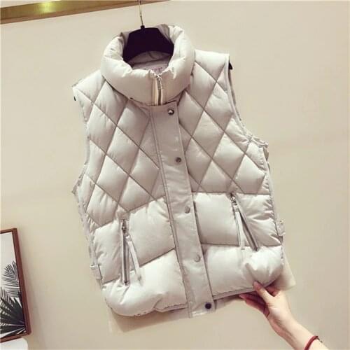 MUMUZI Womens puffer vest down jacket sleeveless 2020 women pocket spring winter autumn outwear vintage waistcoat ladies coats