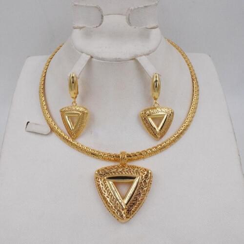 High Quality Dubai Italy 750 Gold color Jewelry BIG Set For Women african beads jeweLry fashion necklace set earring jewelry
