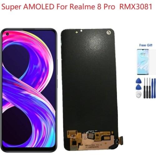 6.4 inch Super AMOLED For Realme 8 Pro Lcd Realme 8 Pro Display RMX3081 LCD Screen Display Digitizer For OPPO Realme8 Pro Lcd