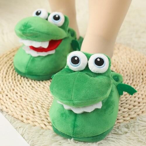 Winter Cotton Slippers Walk Open Mouth Make Strange Crocodile Slippers Dance Dinosaur Cotton Slippers
