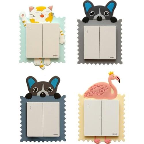 1Pcs 8.6x8.6CM Cute Cartoon On-off Protective Cover Kid Room Decor Luminous Funny PVC DIY Switch Sticker for Household