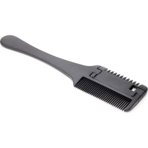 1pcs Hair Cutting Comb Black Plastic Handle Hair Razor Cutting DIY Thinning Trimmer Hair Styling Comb With Blades