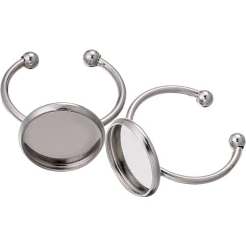 10pcs/Lot No Fade Stainless Steel Adjustable Ring Settings Blank/Base Fit 12mm Glass Cabochons DIY Jewelry Making Findings