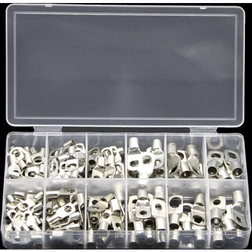 140PCS 12 Sizes SC Wire Ring Crimp Terminals Tinned Bare Copper Lug Wire Connectors Kit Assortment AWG