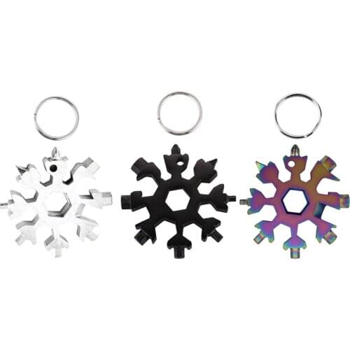 18 In 1 Snowflake Snow Wrench Tool Spanner Hex Wrench Multifunction Car Auto Motorcycle Repair Tool Bottle Opener Screwdriver