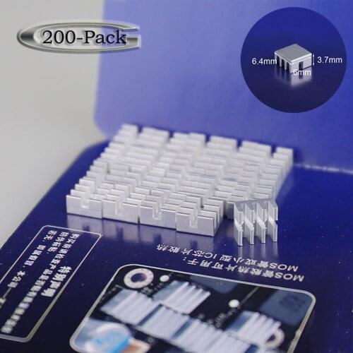 200 pieces Gdstime RHS-01 6mm Aluminum MOS Mini Heat sink 6.35mm x 6.3mm x 3.5mm For Router IC Chip Radiator