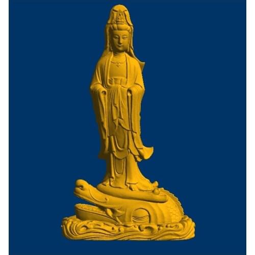 New Arrival 3D model relief for CNC Goddess Of Mercy with crocodile_14 stl format