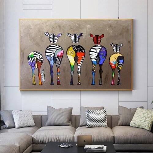 Abstract Colorful Zebra Canvas Art Paintings on The Wall Posters and Prints Art Picture for Modern Living Room Decor No Frame