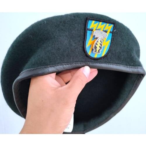 US Army 12th Special Forces Group Wool Blackish Green Beret SPECIAL FORCES AIRBORNE METAL INSIGNIA Military Hat 1961~1994