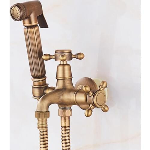 Antique Bronze Bidet toilet seat sprayer gun Hygienic Shower set Portable bidet faucet with brass shower holder 1.5m hose