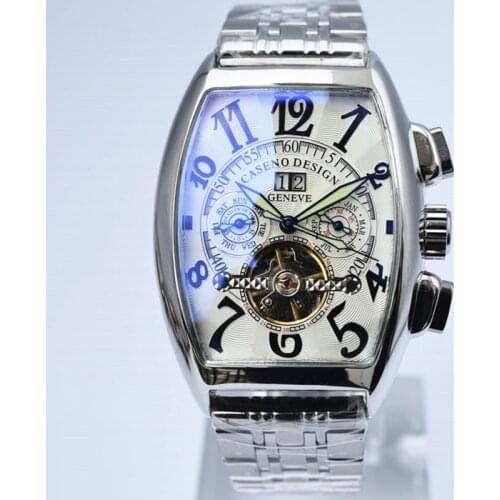 Automatic Watch Men Top Luxury Brand Mens Mechanical Watch Tonneau Stainless Steel Luminous Waterproof Wristwatches CASENO 2021