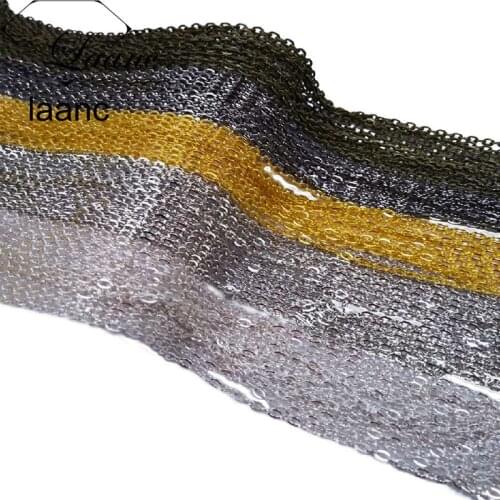 100m Rhodium/Gold/Bronze/Silver/Gunmetal 2x3mm 3x4mm Optional Flat Cable Oval Link Chain Jewlery Making Findings Accessories