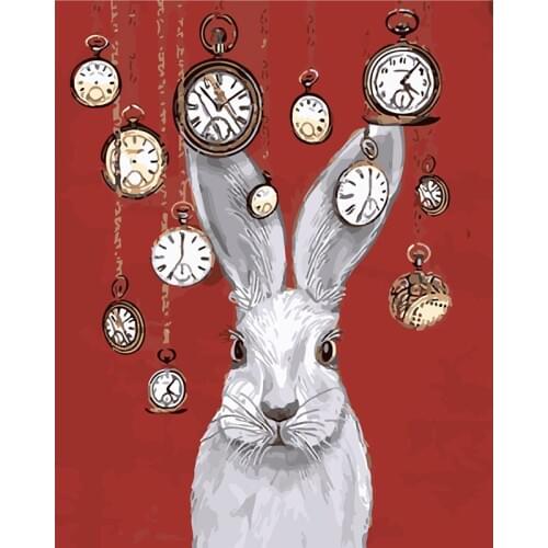 Diy Digital Painting Animal Modular Pictures Drawing By Numbers Hand Painted Canvas Painting For Living Room Time Rabbit