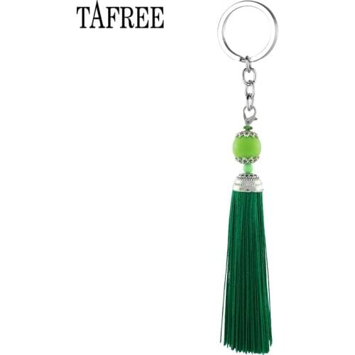 TAFREE Beaded Long Tassel Pendant Key Chains For Bag Car Key Holder Colorful Gift Drop Shipping Handmade Jewelry 2018 New Design