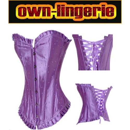 Purple corset cheap popular hot sale sexy women gender bustier tops ruffle type corset w3222