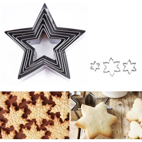 6 Pcs/Set 3D Cookie Mold High Quality Stainless Steel Star snowflake Biscuit Cookie Cutter Tools DIY Baking Pastry Model Tools