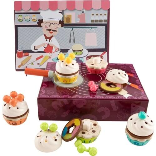 Girls Toys Simulate Wooden Kitchen Toys Cup Cake Set Play House Educational Toy Tools Baby Early Education Puzzle Tableware Gift