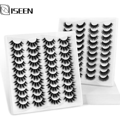 ISEEN 5/8/20 Pairs 3D Mink Lashes Natural False Eyelashes Dramatic Fluffy Soft Wispy Volume Cross Reusable Eyelash MaKeup