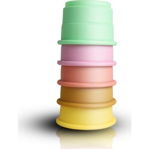 J60B Toddler Bath Toys for Kids1-3 Year Old Bathroom Stacked Cups Baby Birthday Gifts Creative Baby Water Colorful Toys